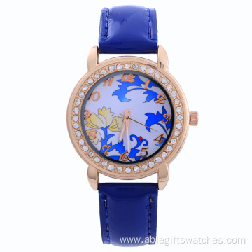 Flower Face Rhinestone Quartz Watch